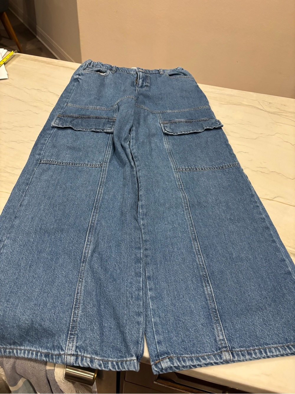 Forever 21Women’s Wide-Leg Cargo Jeans in Light Blue